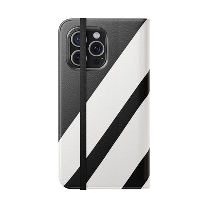 Diagonal Stripes BlackWhite - iPhone 15 Pro Max Case - Wallet