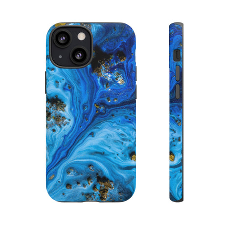 Blue Ice Melt Ink Art iPhone Case (Protective) iPhone 13 Mini Matte Phone Case