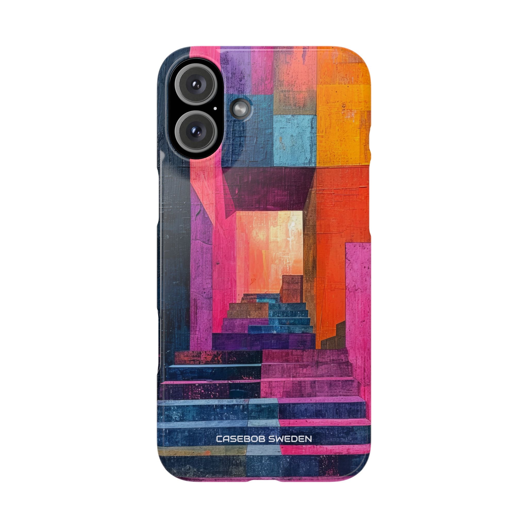 Pink Orange Geometry - Slim iPhone 16 Phone Case