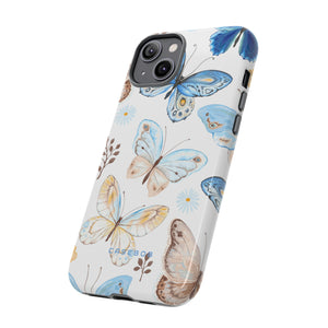 Flying Butterflies, Blue and Yellow iPhone case (Protective) - Protective Phone Case