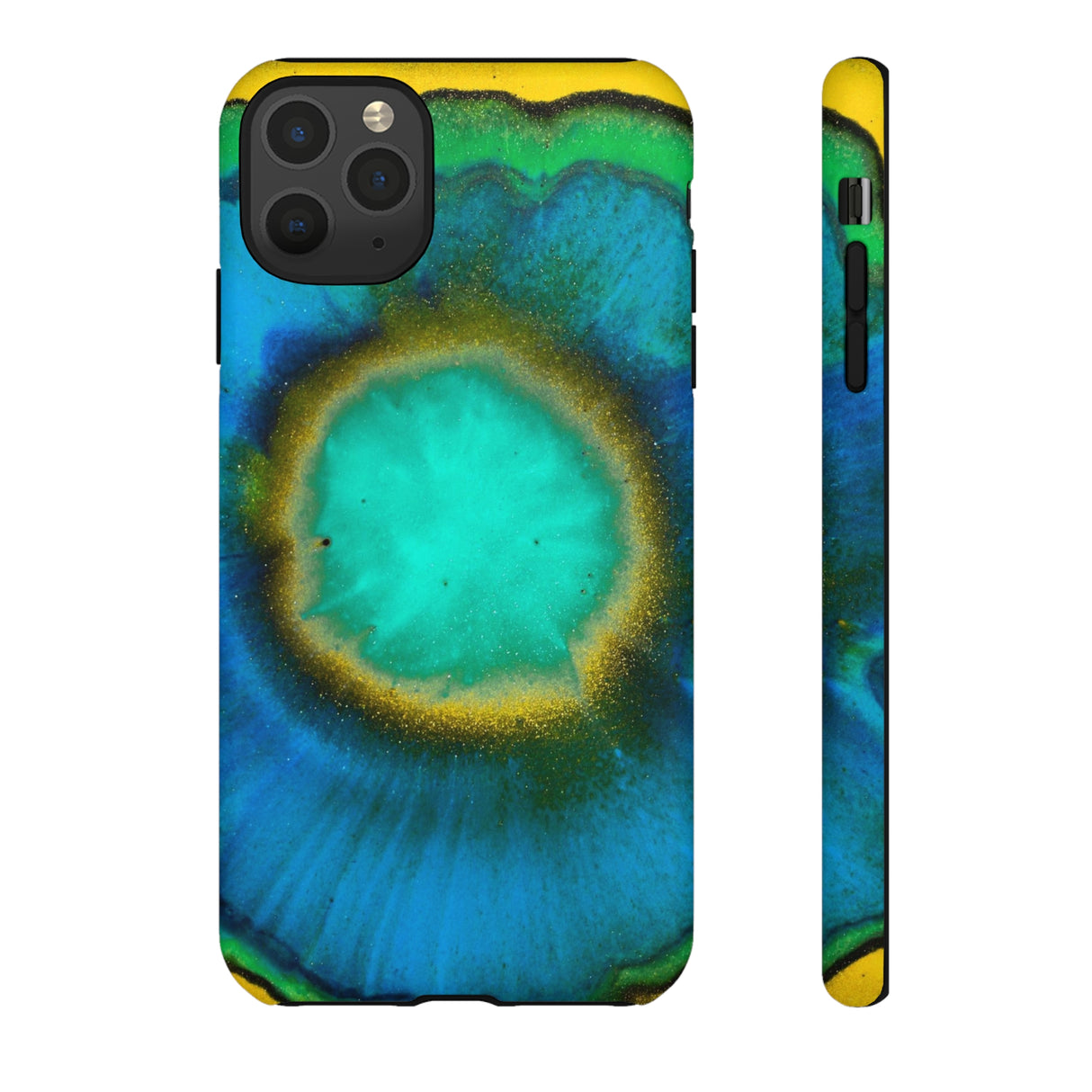 Neon Blue Ink Art iPhone Case (Protective) iPhone 11 Pro Max Matte Phone Case