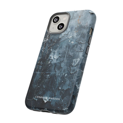 Weathered Blue Tapestry with Cracked Layers iPhone 14 - Tough Phone Case