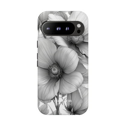 Grayscale Floral Harmony Google Pixel 9 - Tough