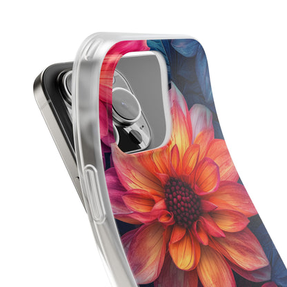 Floral Harmony Orange Blue - Flexi iPhone 16 Phone Case