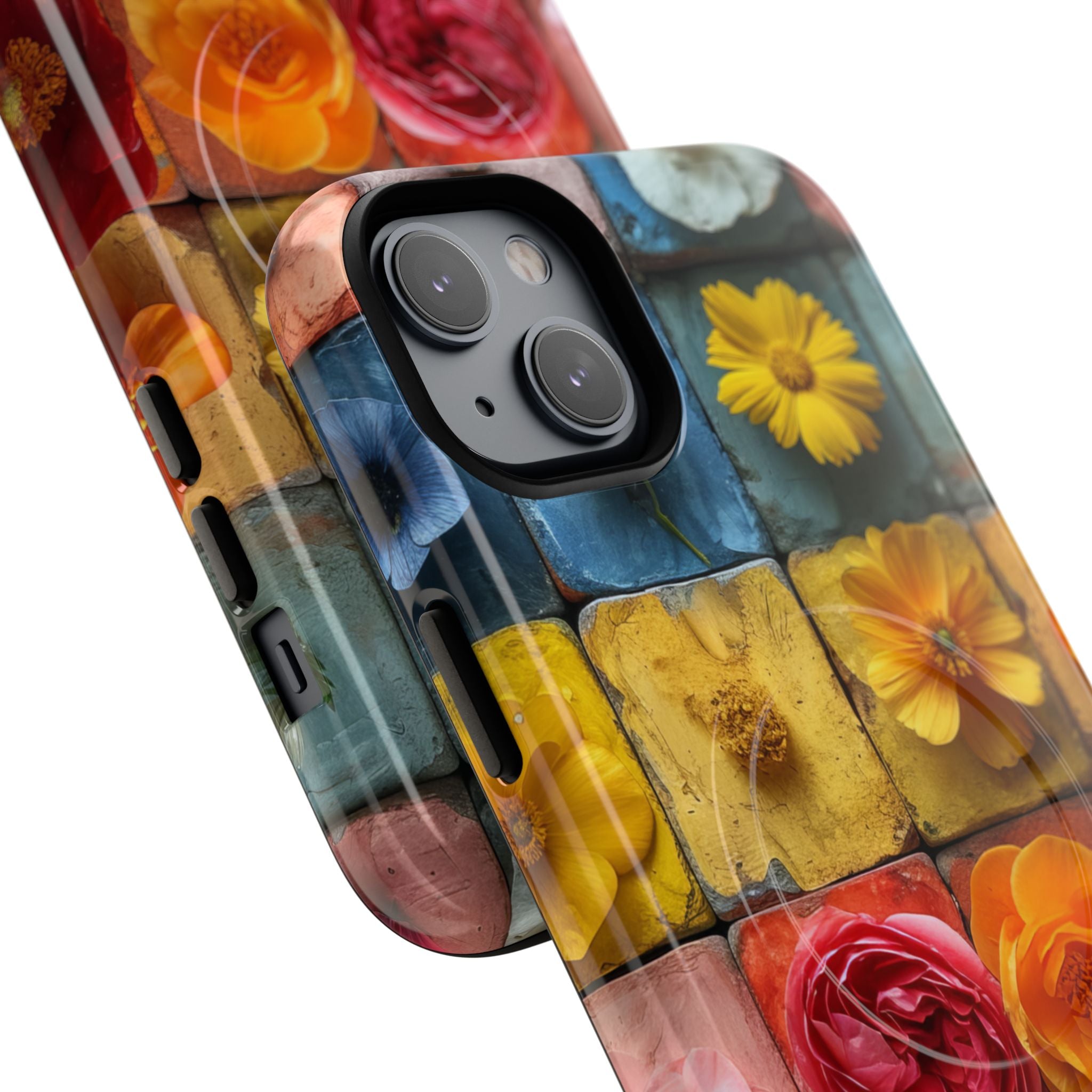 Vibrant Floral Tiles - Tough + MagSafe® iPhone 14 Phone Case