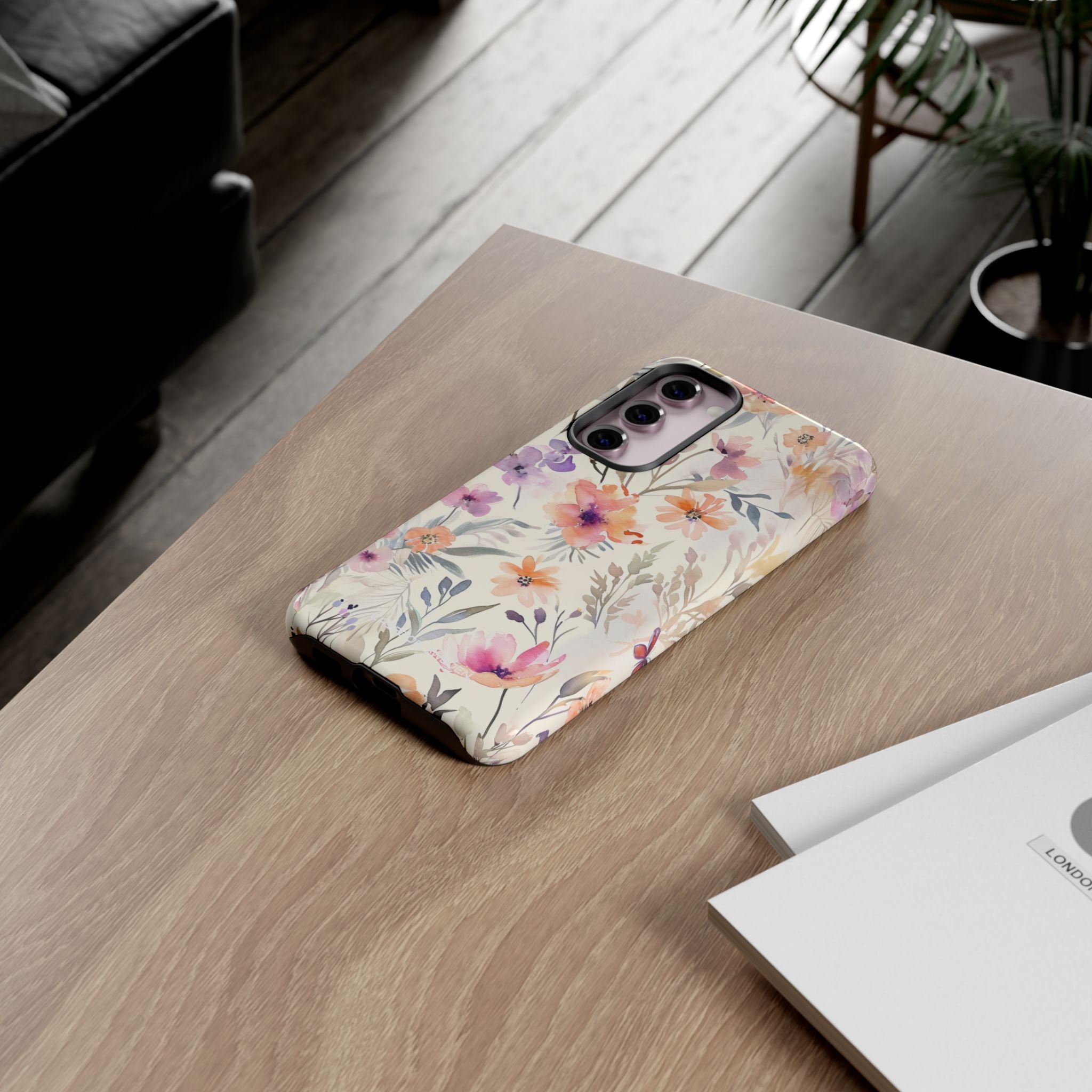 Soft Pink Floral Watercolor Design - Tough Samsung S23 Phone Case