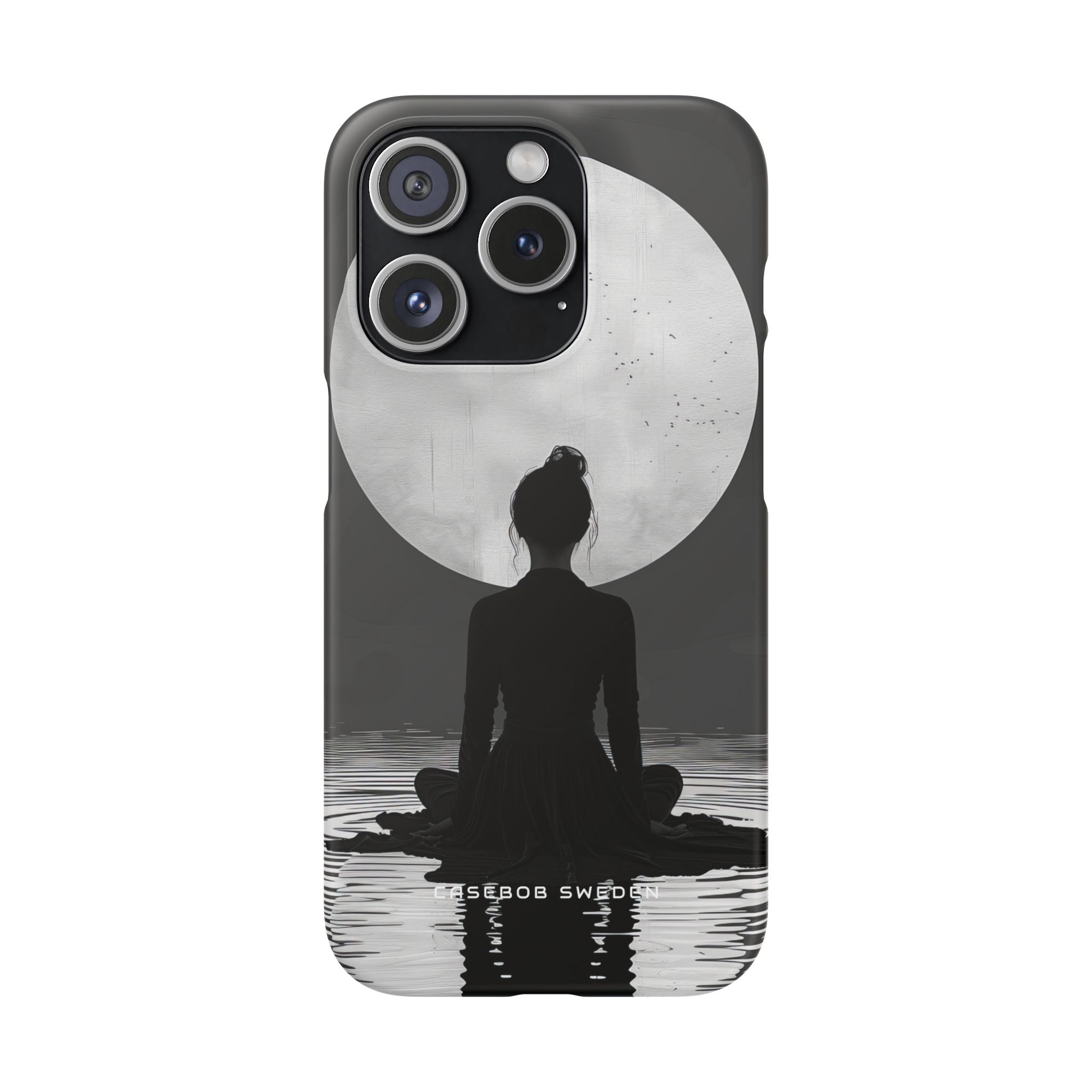 Zen Serenity Moon Reflection iPhone 15 - Slim Phone Case