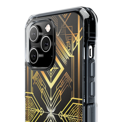 Golden Geometric Opulence iPhone 14 - Clear Impact Phone Case