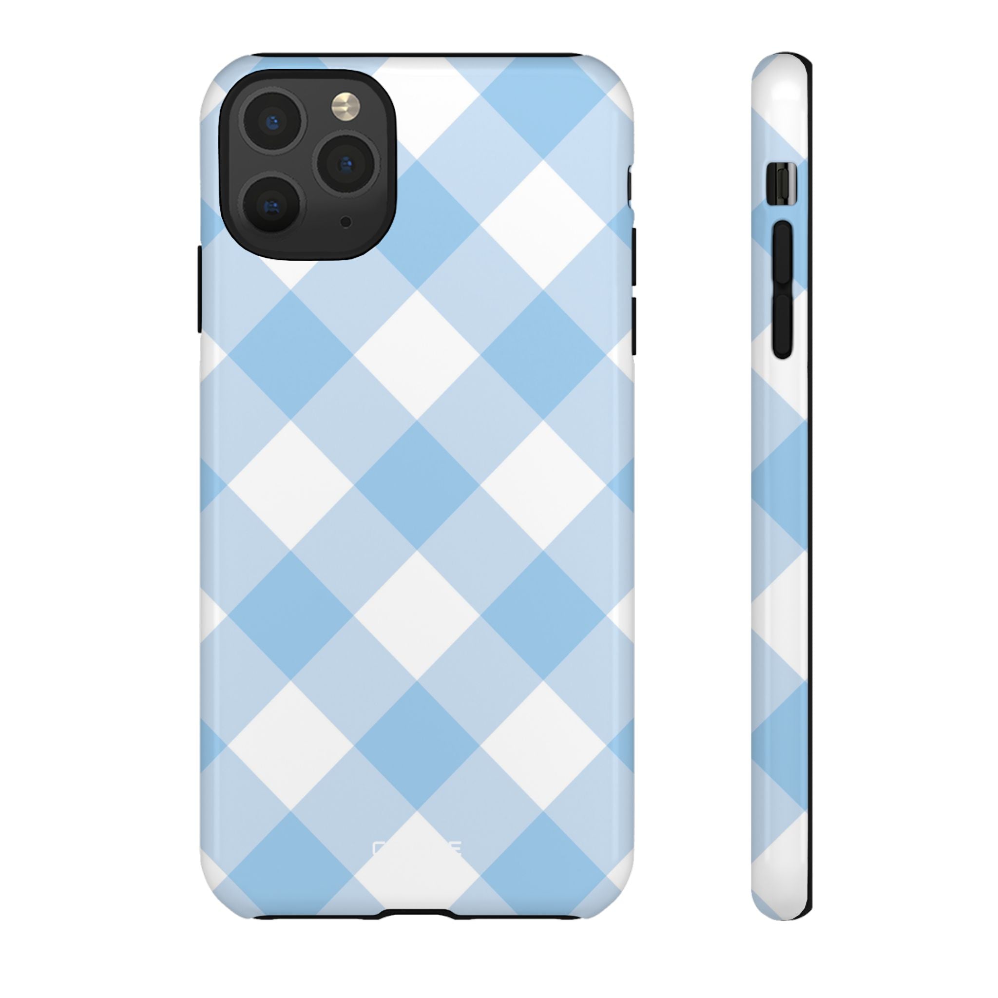 Soft Blue Gingham Elegance - iPhone Case