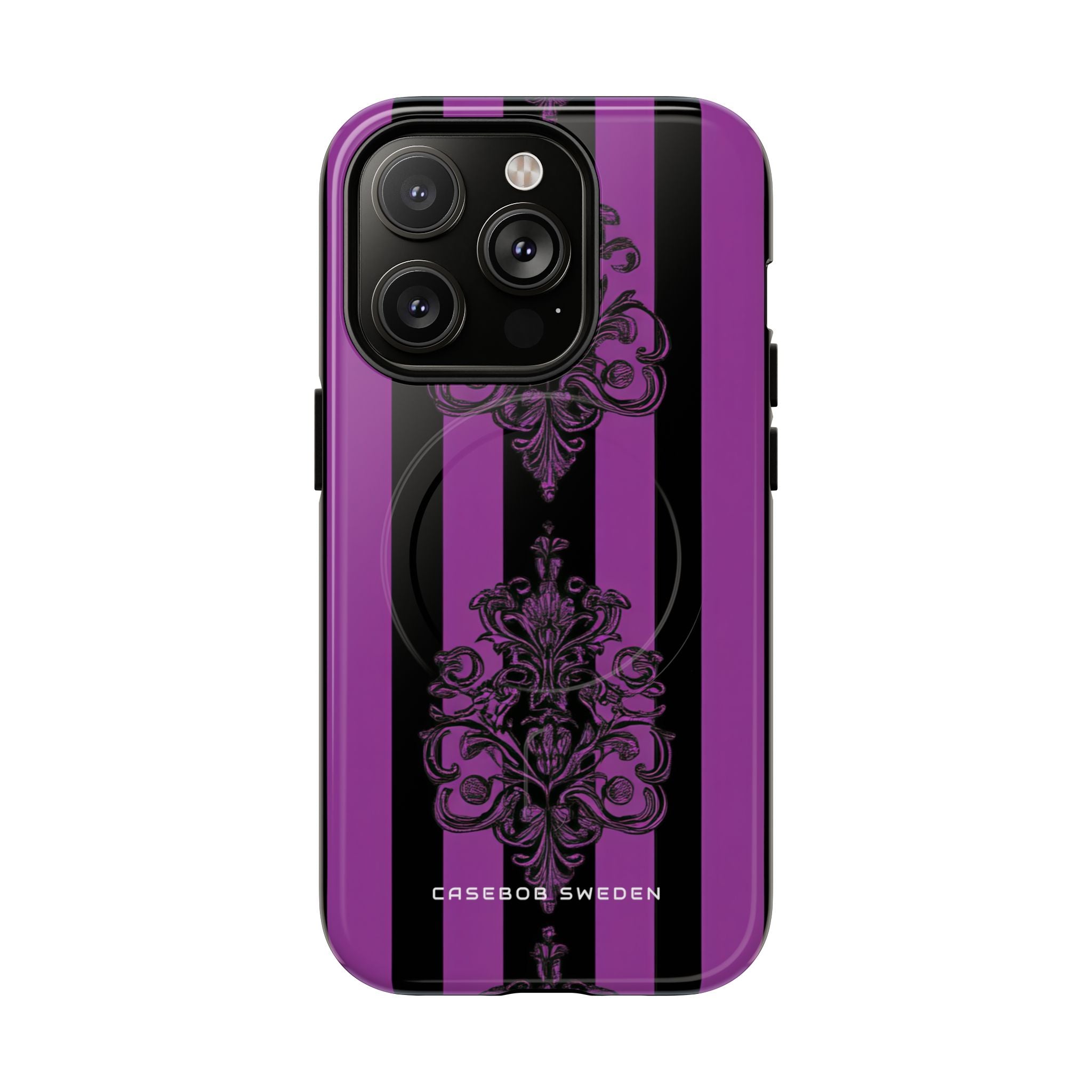 Gothic Elegance with Vertical Stripes and Ornamental Motifs iPhone 14 | Tough+ Phone Case