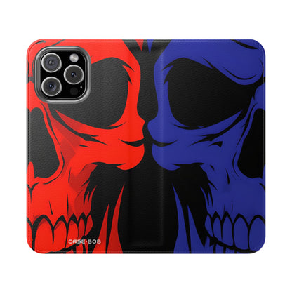 Dual Skulls RedBlue - iPhone 16 Max Case - Wallet