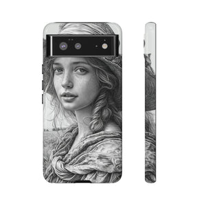 Serene Sketch Portrait | Protective Phone Case for Google Pixel