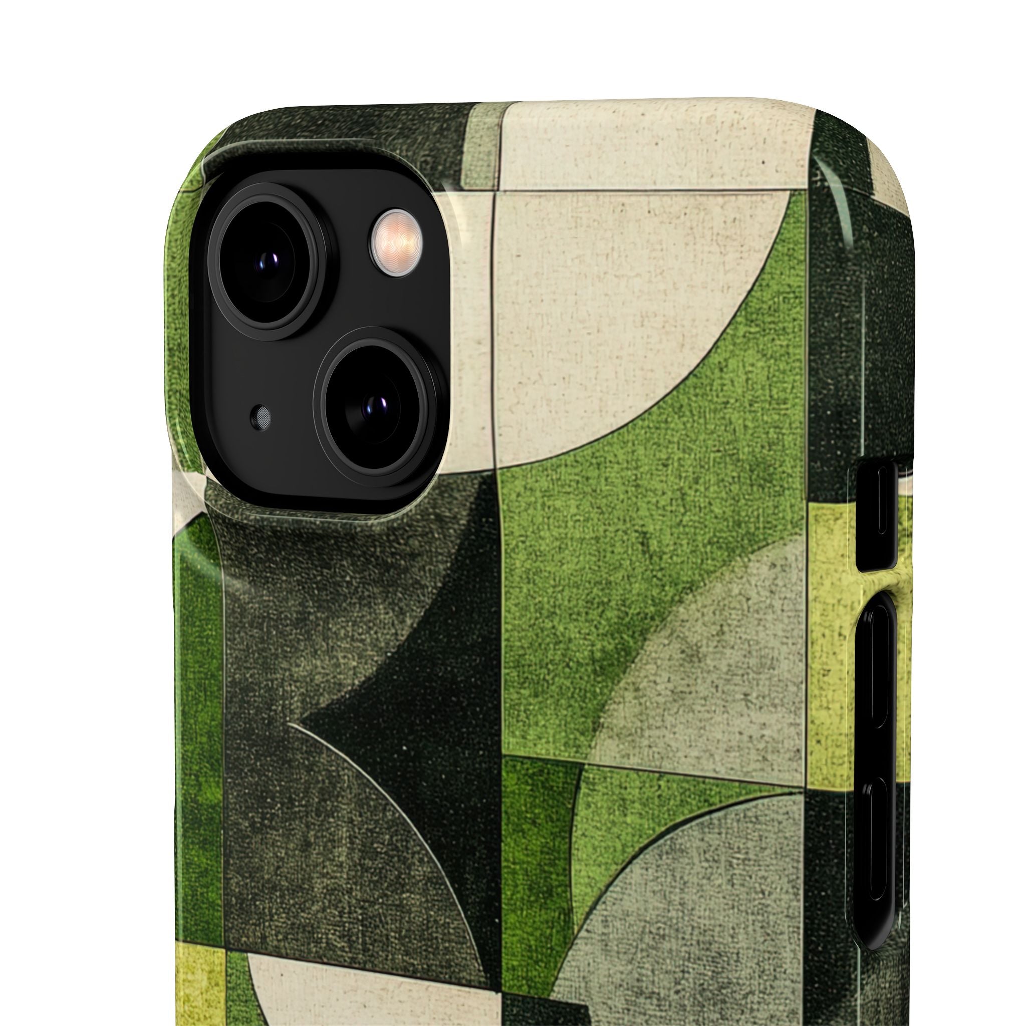 Green Geometric Harmony - Slim iPhone 14 Phone Case