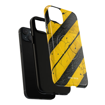 Yellow Stripe Distress iPhone 15 Plus Case - Tough+