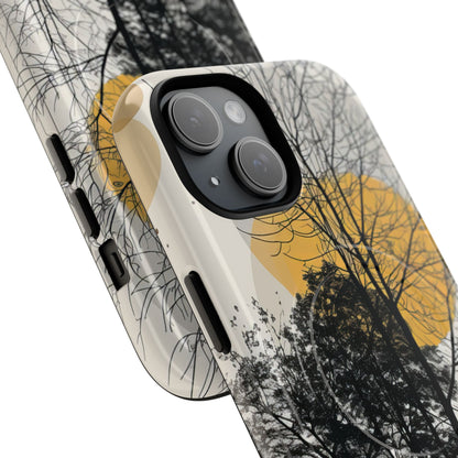 Silhouette della Foresta Dorata iPhone 15 - Tough+