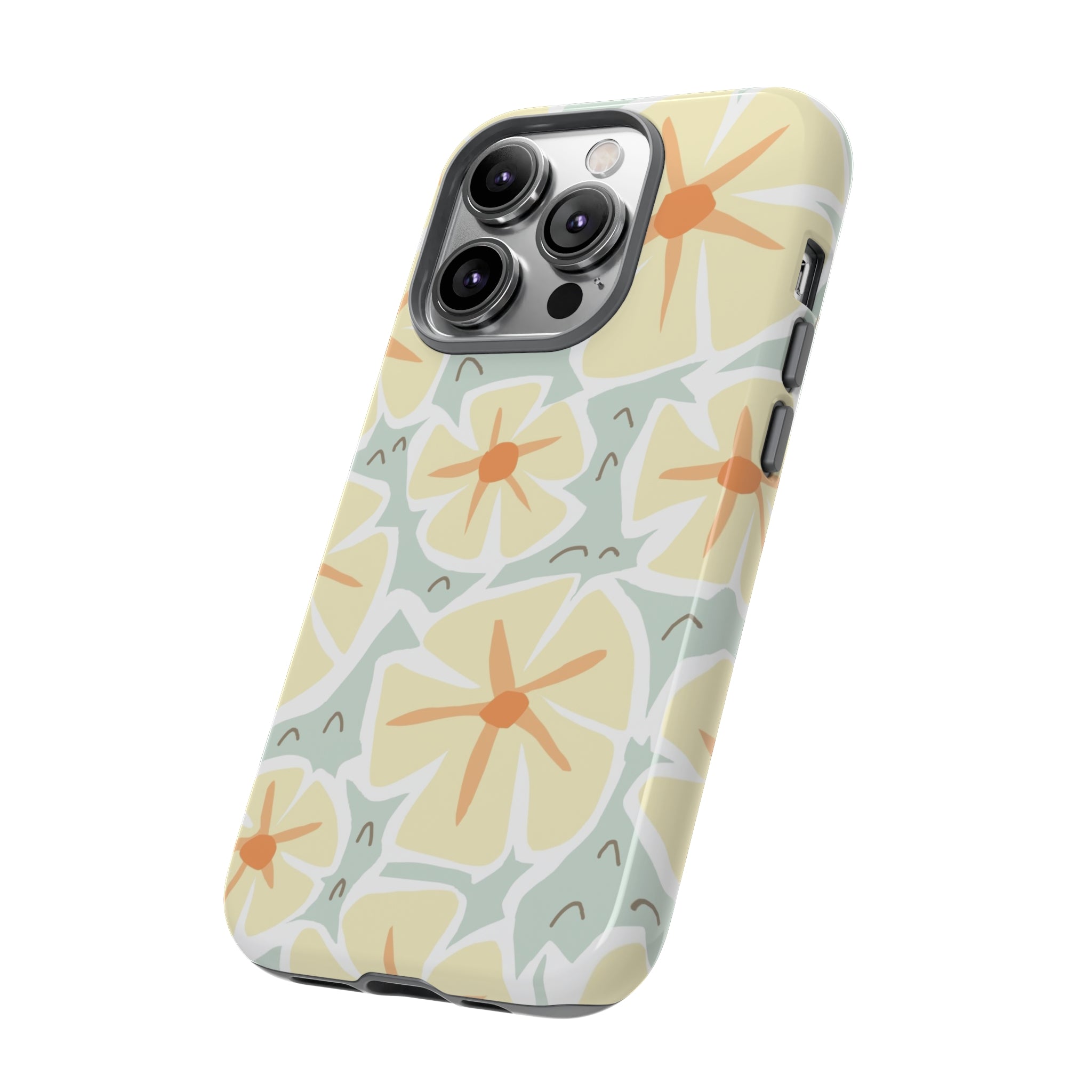 Pastel Yellow Happy Flower iPhone Case (Protective) Phone Case