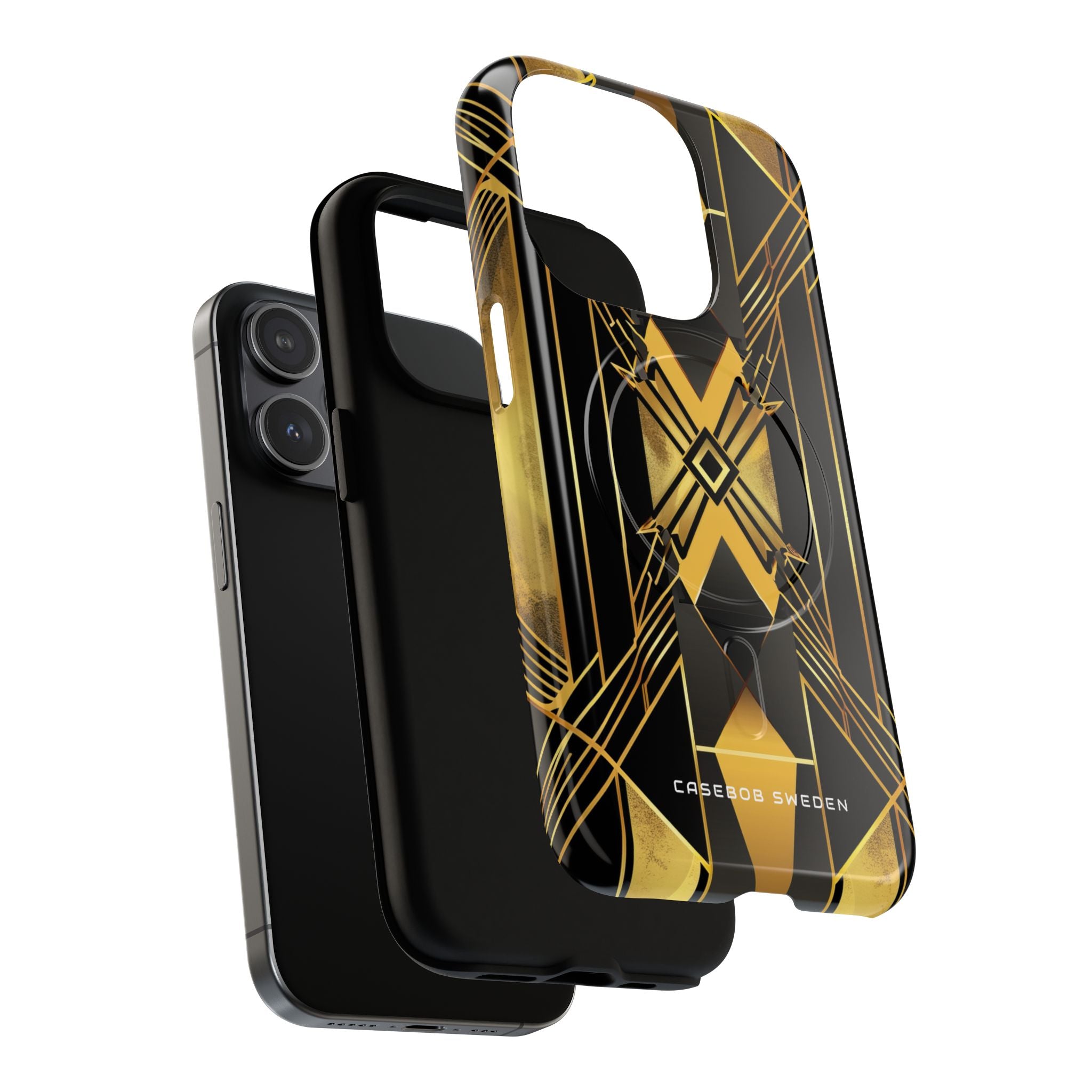 Golden Geometric Elegance iPhone 15 | Tough+ Phone Case