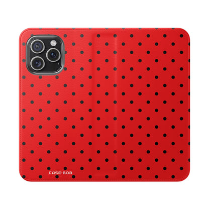 Black Dot Grid - iPhone 15 Pro Max Case - Wallet
