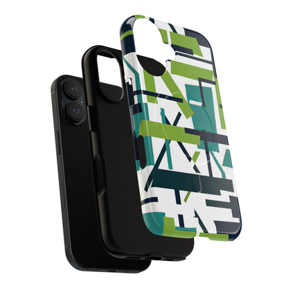 Green Geometry Glide iPhone 16  Tough+ Phone Case