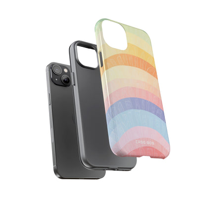 Pastel Rainbow Bands iPhone 14 Plus Case - Tough