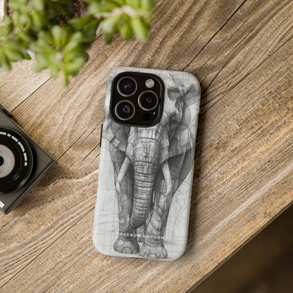 Elephant Line Geometry iPhone 16 - Tough Phone Case