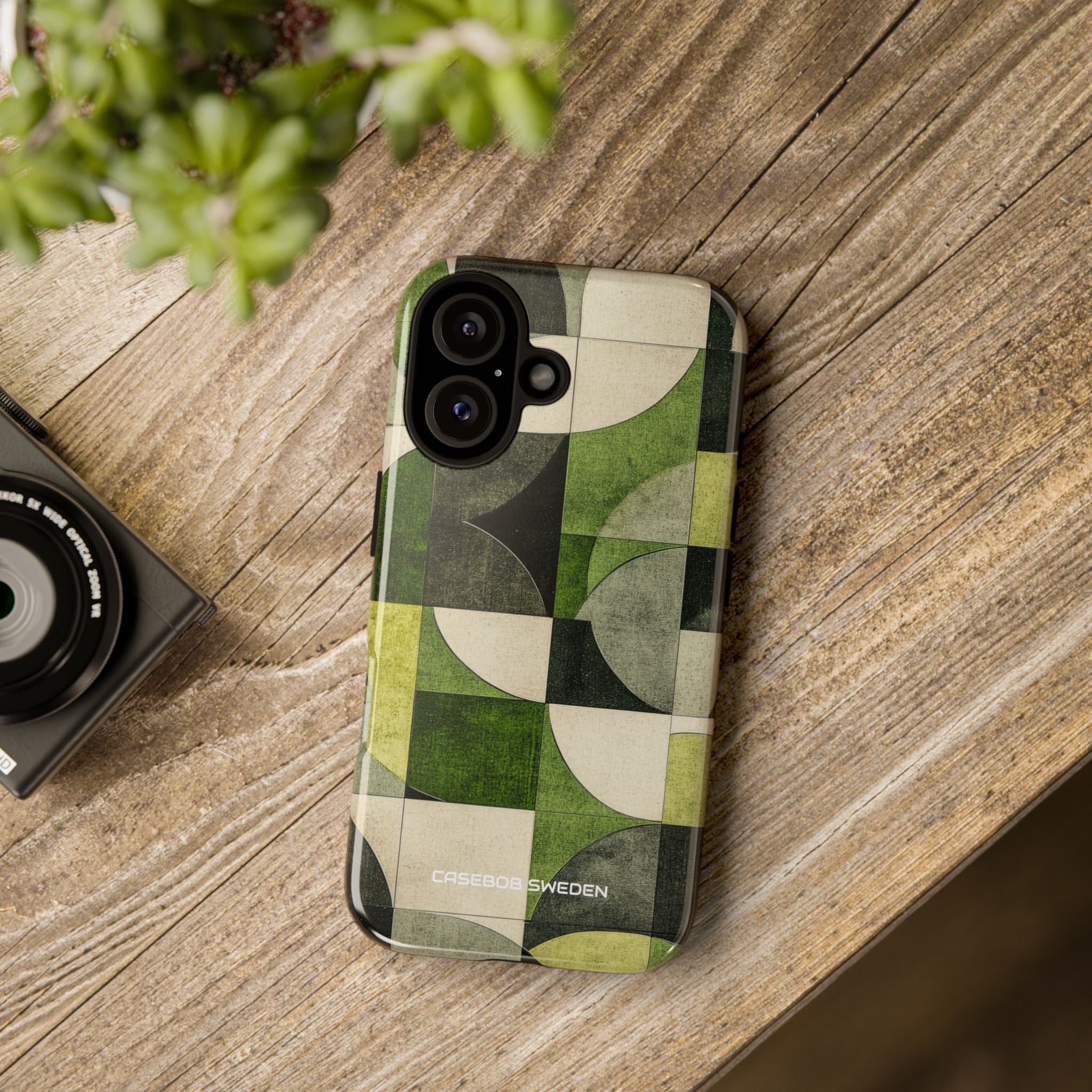 Green Geometric Harmony - Tough iPhone 16 Phone Case