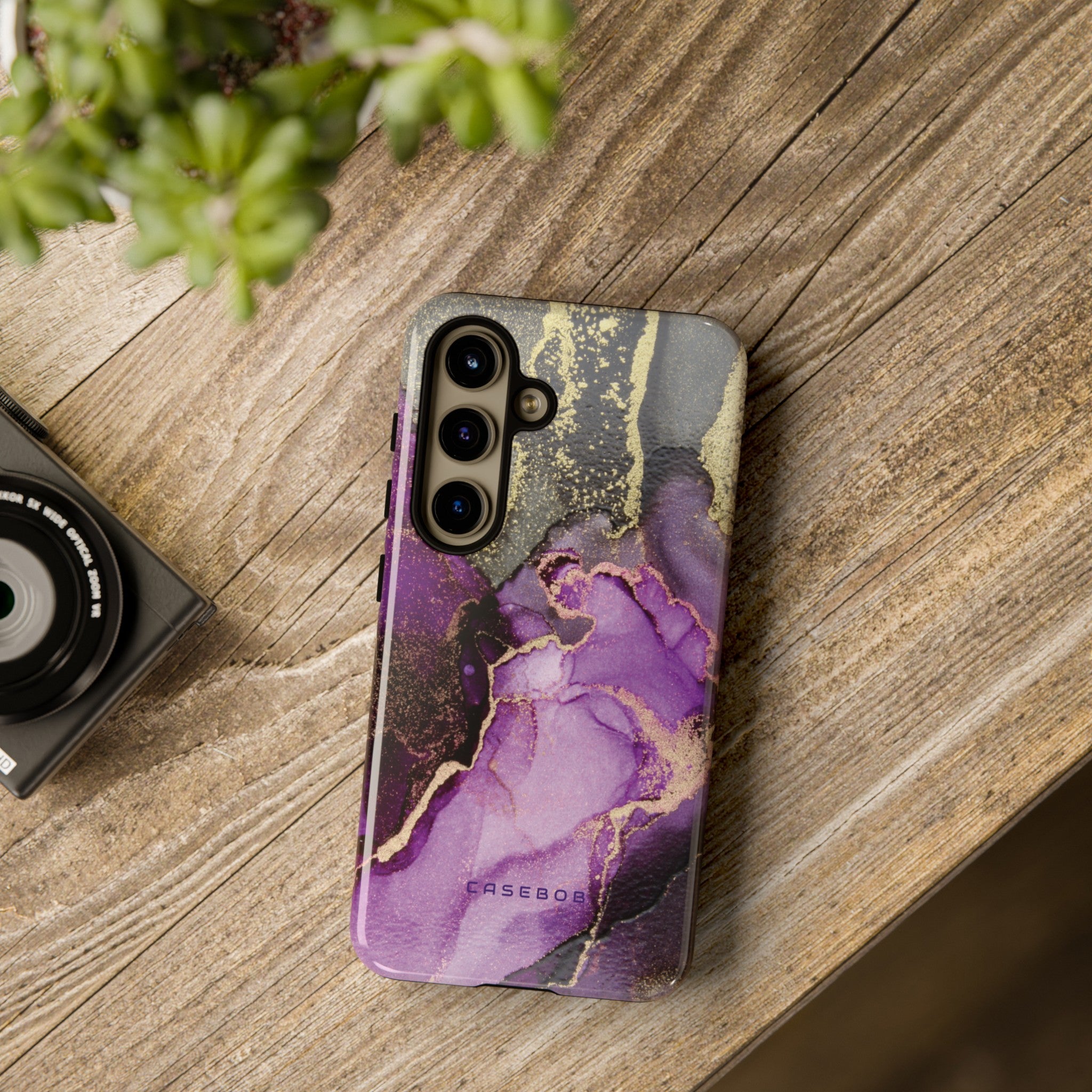 Purple Marble & Gold Phone - Protective Phone Case