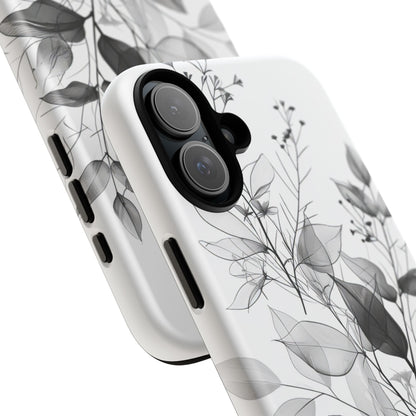 Monochrome Floral Elegance iPhone 16 - Tough Phone Case