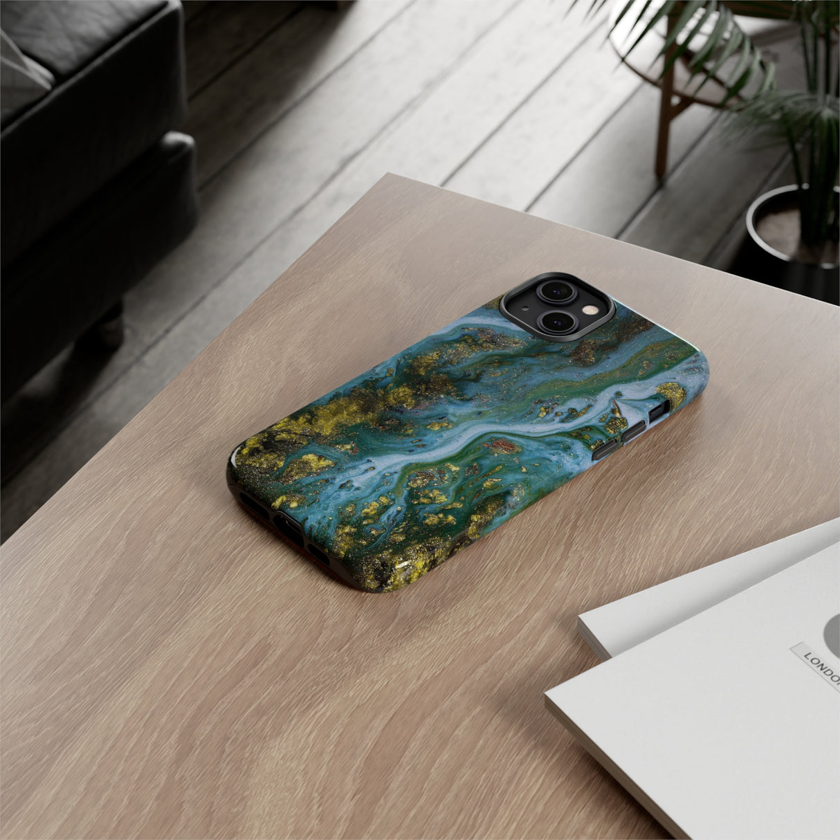 Ocean Blue Ink Art iPhone Case (Protective) Phone Case