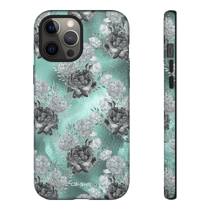 Teal Floral Elegance - iPhone Case