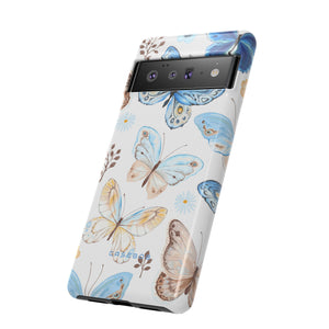 Flying Butterflies, Blue and Yellow iPhone case (Protective) - Protective Phone Case