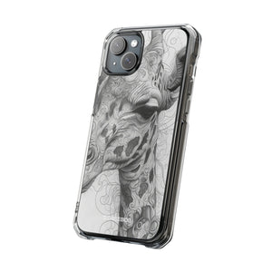 Monochrome Giraffe - Phone Case for iPhone (Clear Impact - Magnetic)