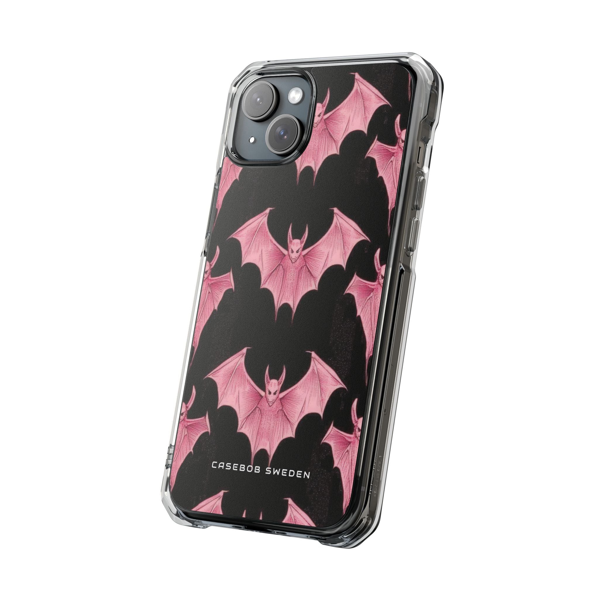 Gothic Pink Bats Aflame iPhone 15 - Clear Impact Phone Case