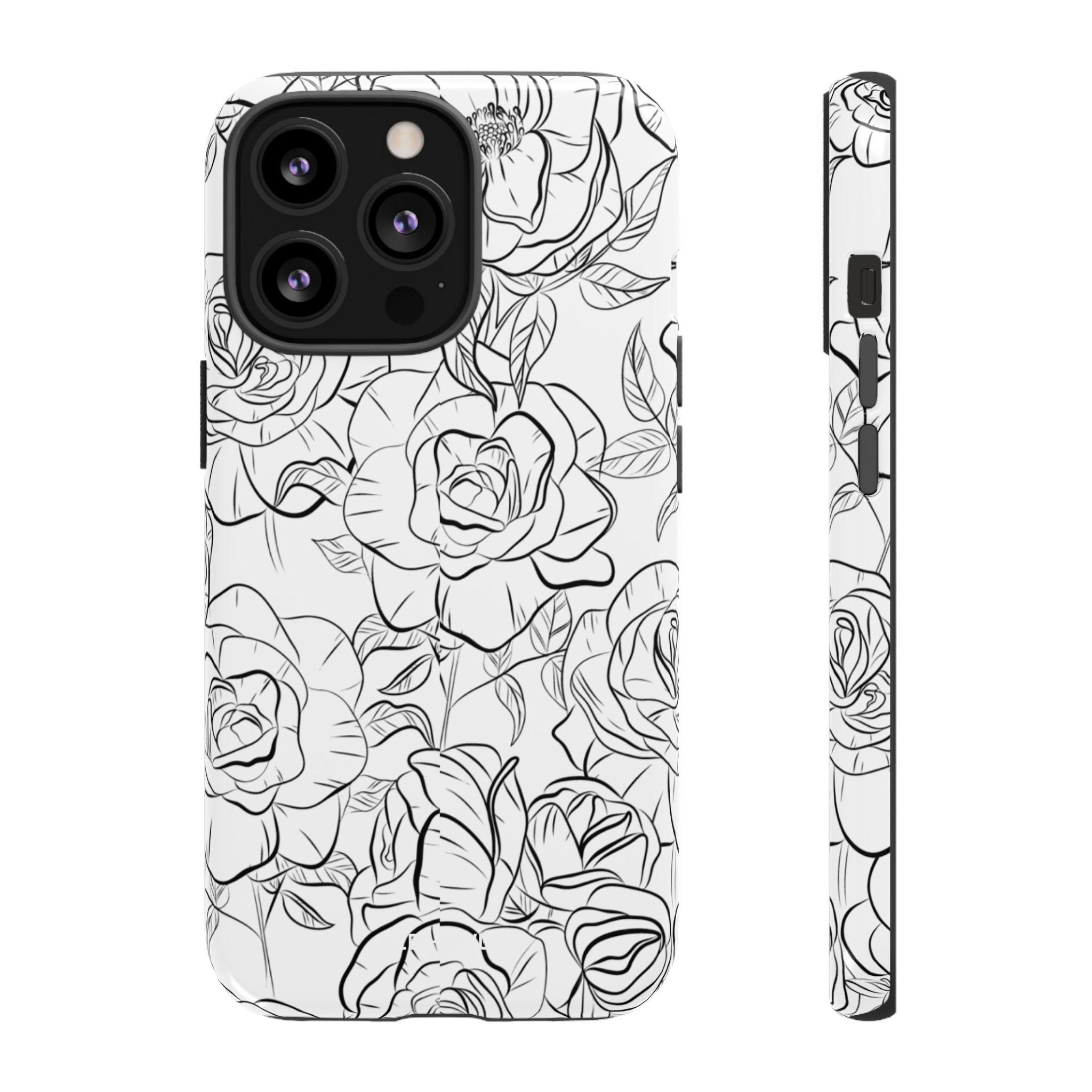 Intricate Rose Sketches - iPhone Case