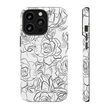 Intricate Rose Sketches - iPhone Case