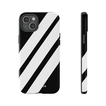 Diagonal Bands Noir iPhone 15 Plus Case - Tough