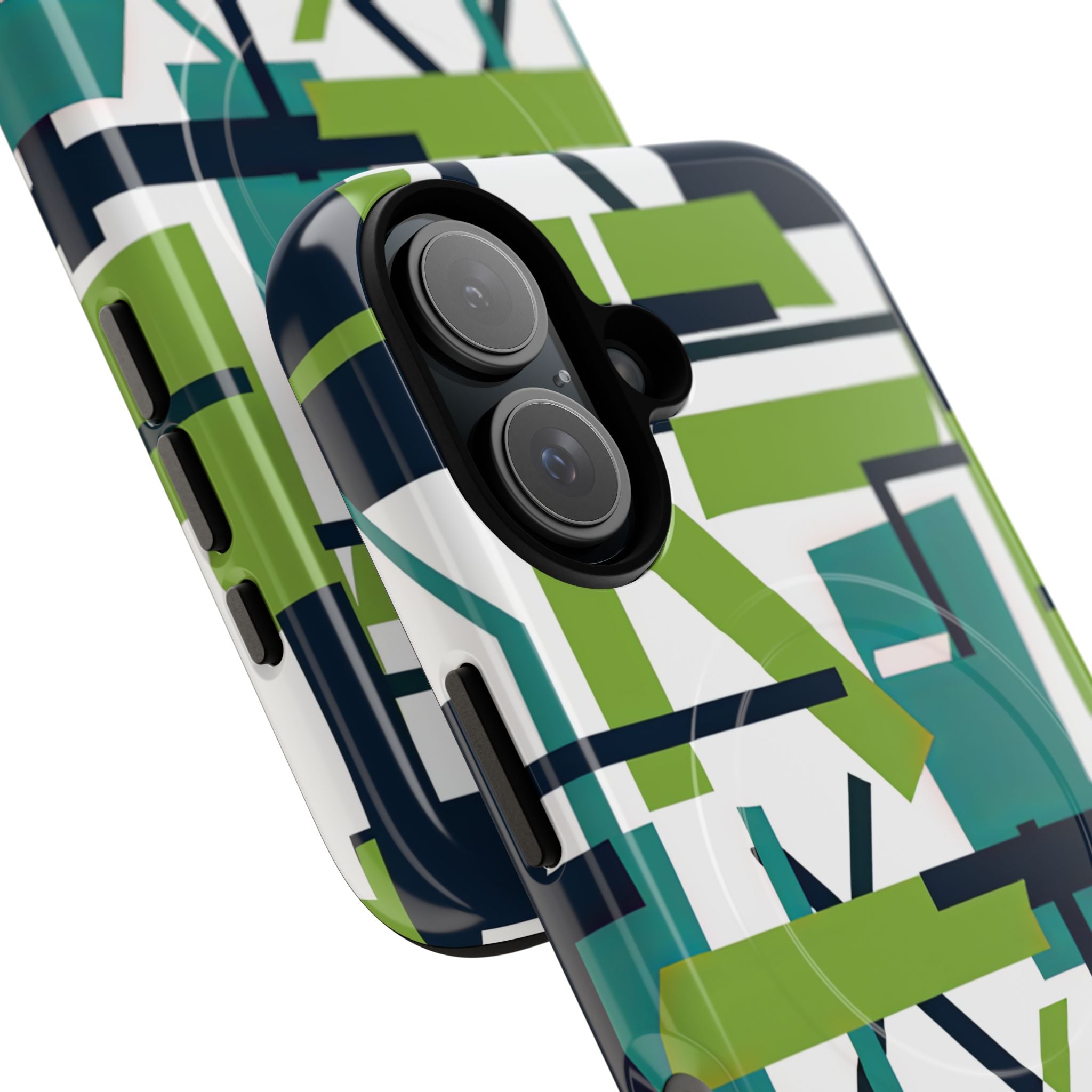 Green Geometry Glide iPhone 16  Tough+ Phone Case