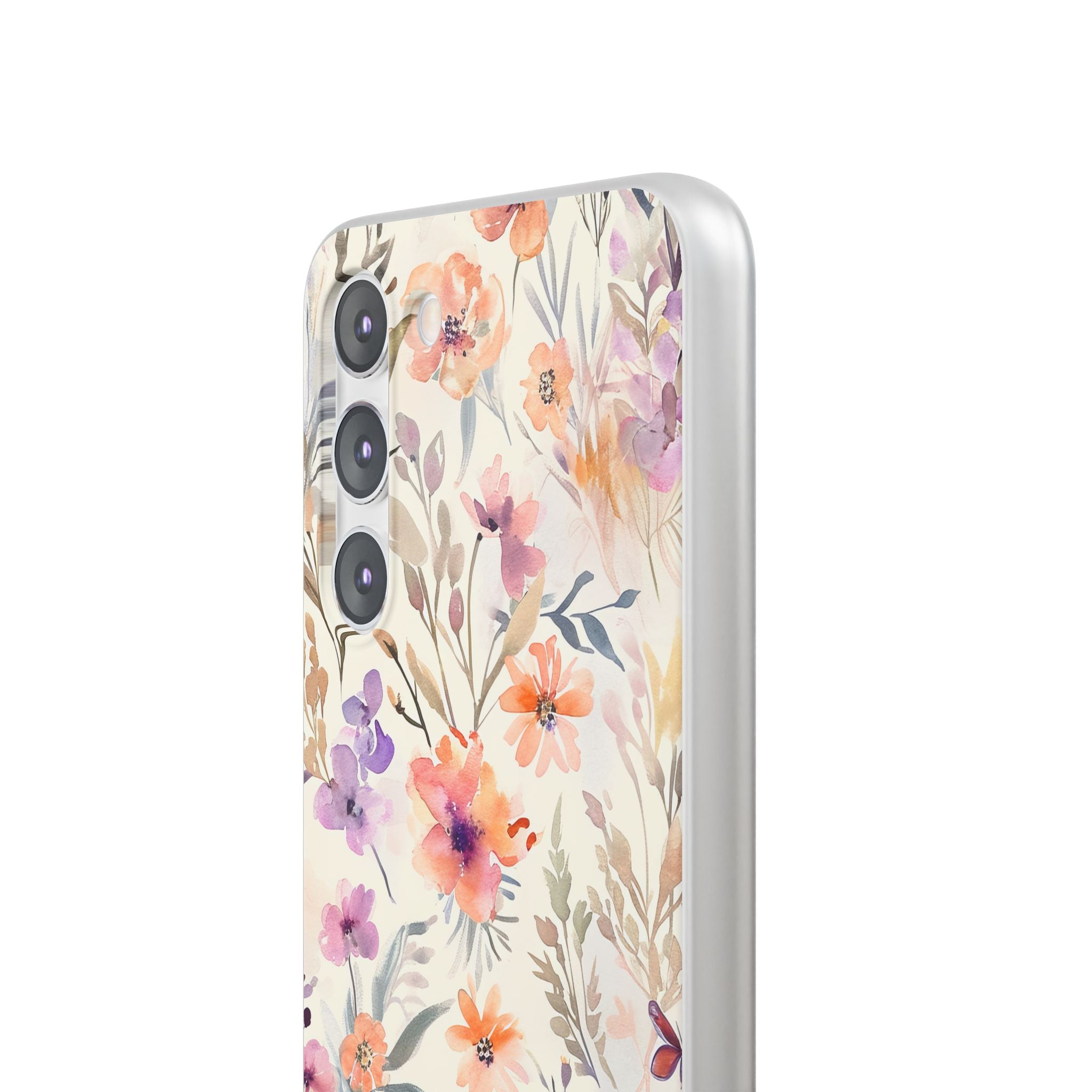 Soft Pink Floral Watercolor Design - Flexi Samsung S23 Phone Case