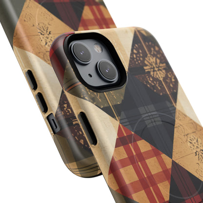 Rustic Geometric Patchwork Harmony iPhone 14 | Tough+ Phone Case