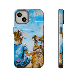 Boy with Dog - Protective Phone Case