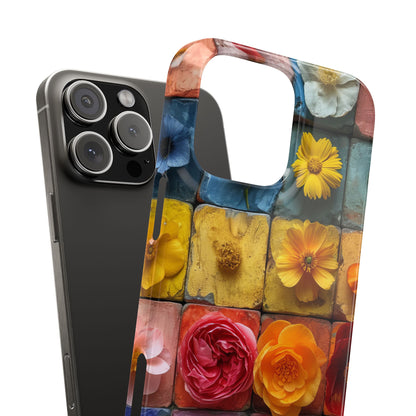 Vibrant Floral Tiles - Slim iPhone 16 Phone Case