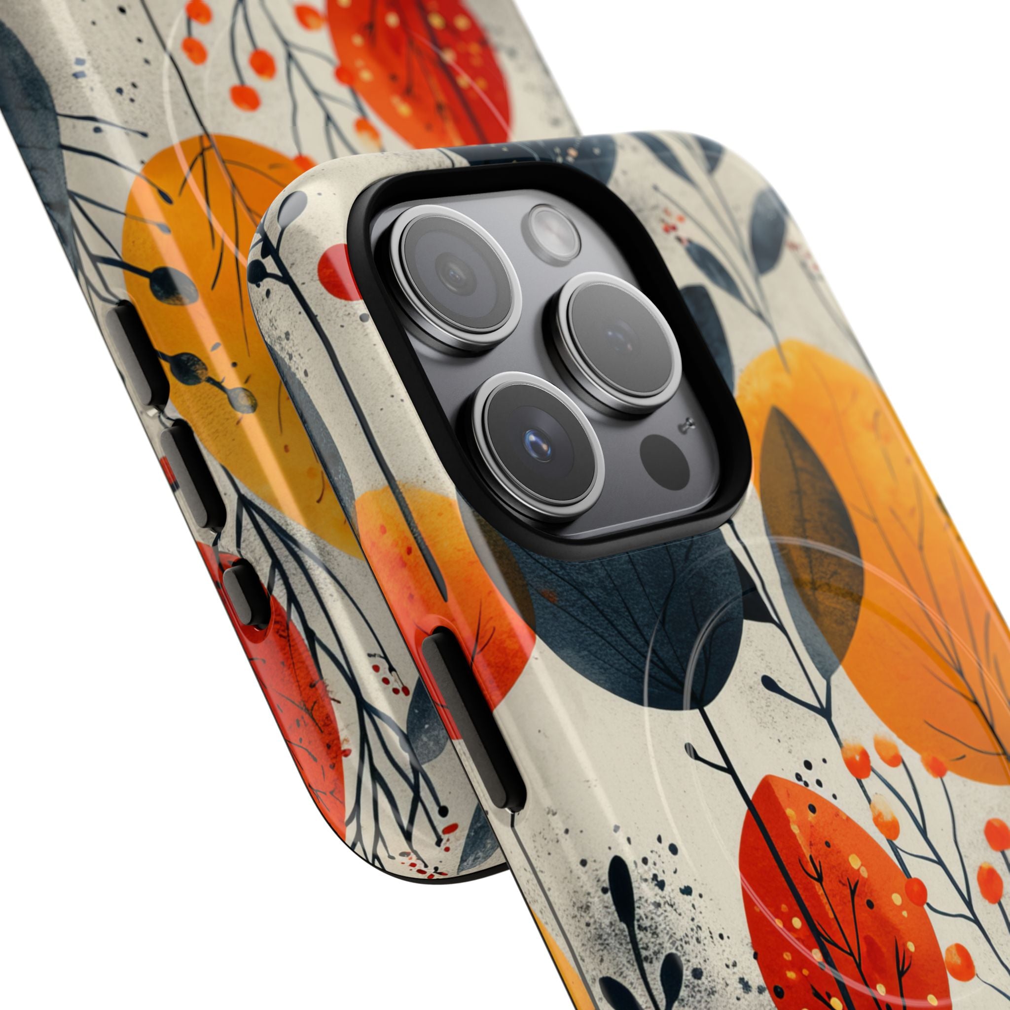 Modern Autumn Leaf Pattern - Tough + MagSafe® iPhone 15 Phone Case