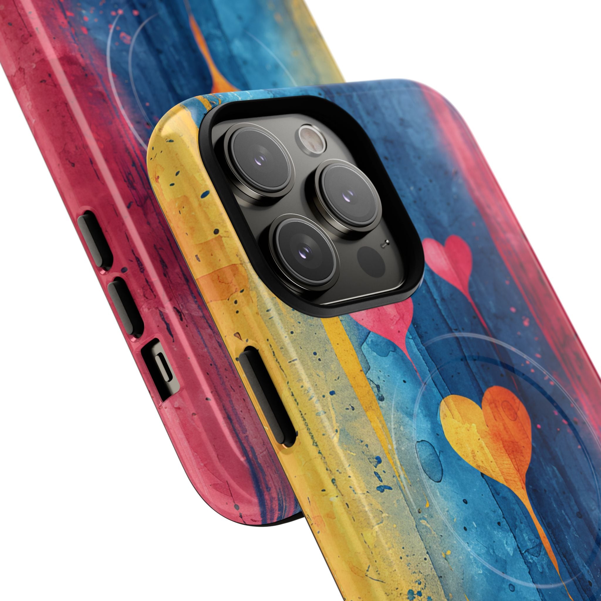 Hearts Watercolor Art - Tough + MagSafe® iPhone 14 Phone Case