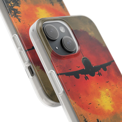 Vintage Sunset Airplane Silhouette iPhone 15 - Flexi Phone Case