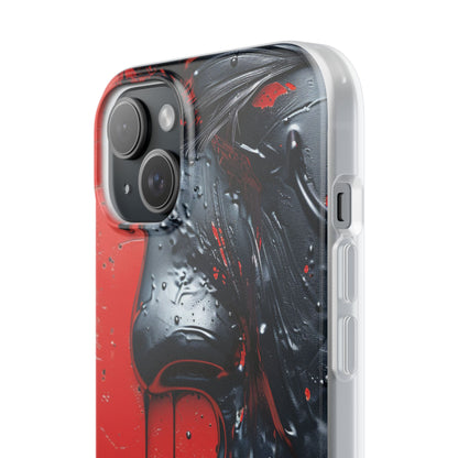 Textured Crimson Bloom iPhone 15 - Flexi Phone Case