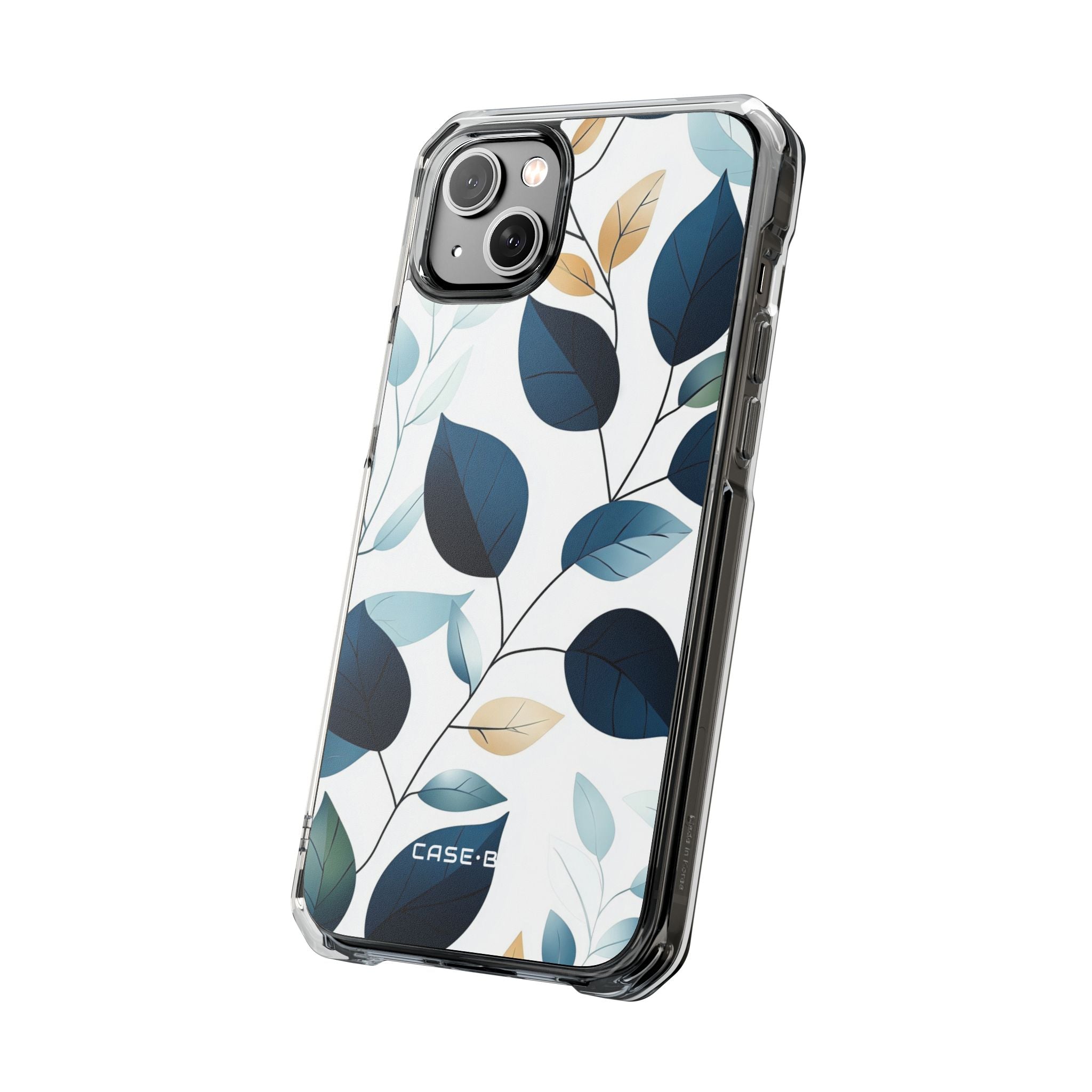 Navy Leaf Veins iPhone 14 Plus Case - Impact