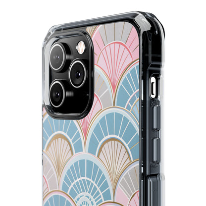 Art Deco Pastel Fan Pattern - Clear Impact iPhone 14 Phone Case