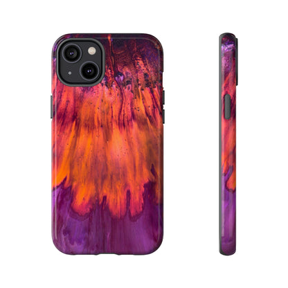 Orange Flow Ink Art iPhone Case (Protective) iPhone 14 Plus Glossy Phone Case