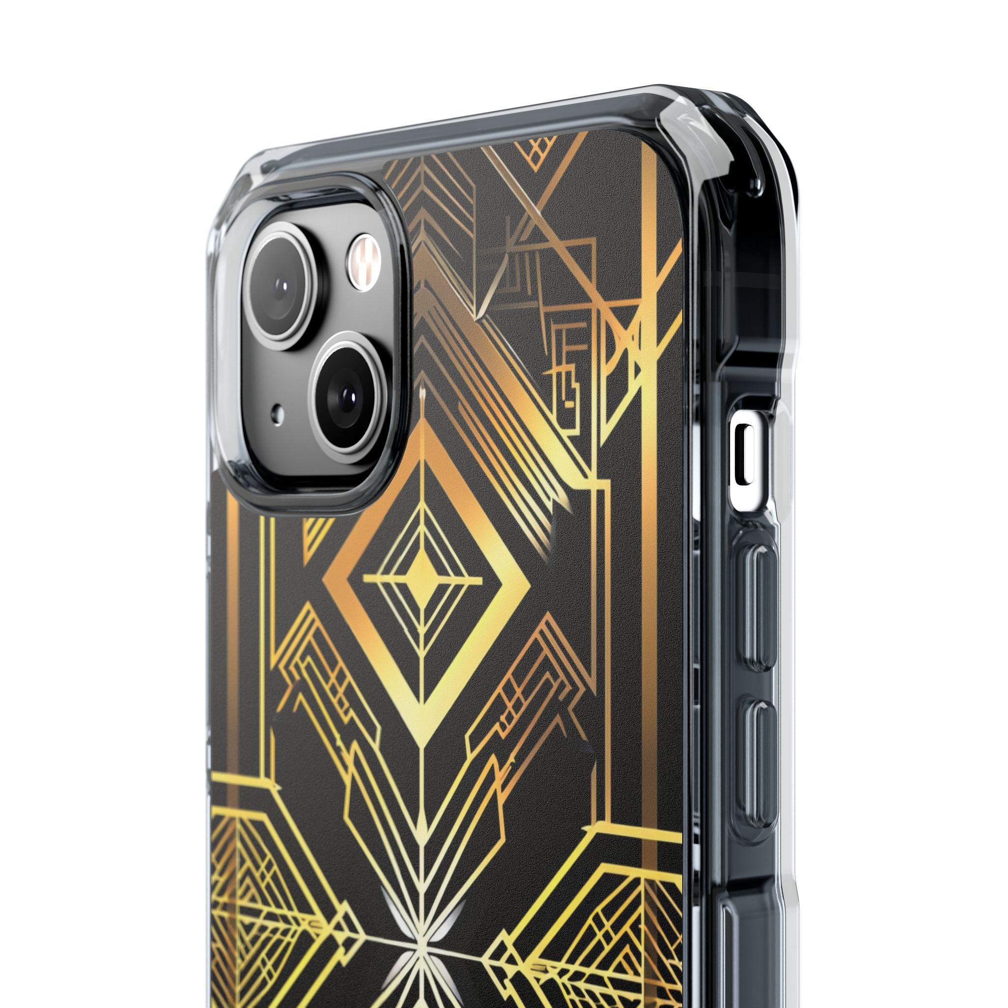 Golden Geometric Opulence iPhone 14 - Clear Impact Phone Case