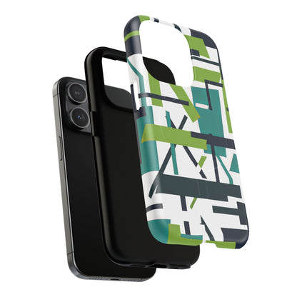 Green Geometry Glide iPhone 15 | Tough+ Phone Case